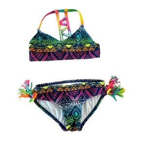 ⭐️3 for 10⭐️ XHILIRATION | Colorful‎ Geometric Bikini Set- Girls 4/5